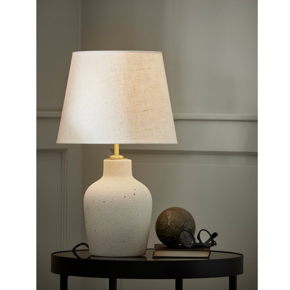 IKEA Neutral Ceramic Table Lamp with Ivory Shade